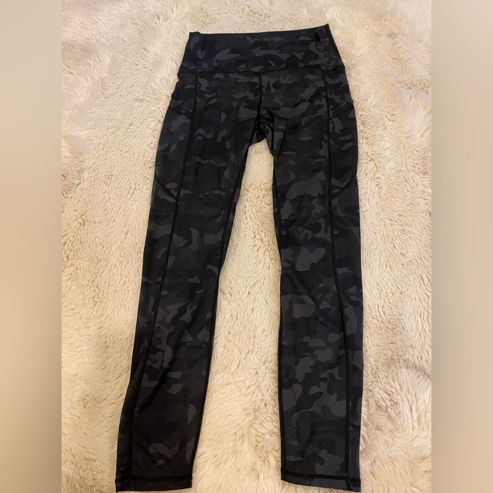 Black Camo Print Running Leggings